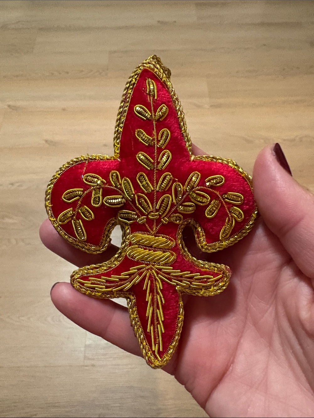 VERSAILLES handmade Fleur-de-Lis with Gold Embroidery St. Nicolas Ornament
